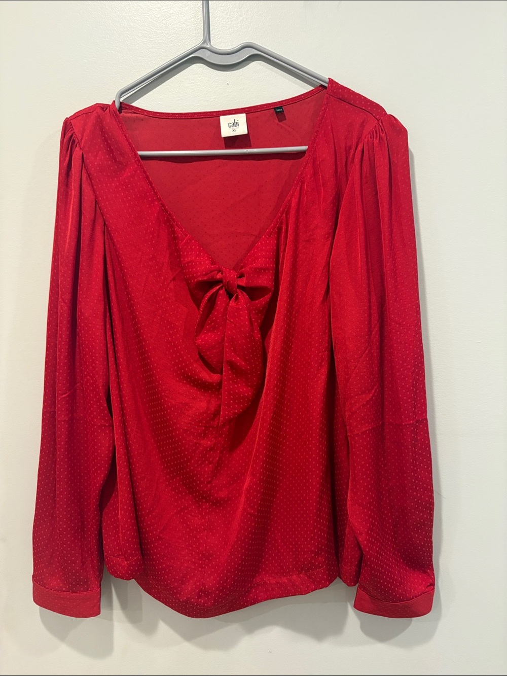 CAbi Red Tie-Front V-Neck Blouse ptp 23 length 25